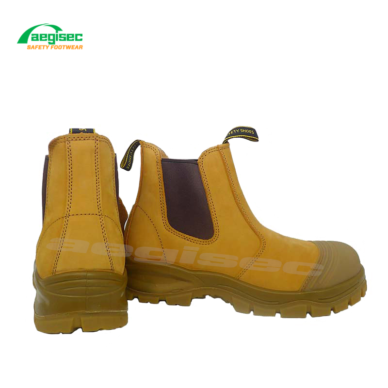 Nubuck leather slip-on steel toe welding safety boots S58174